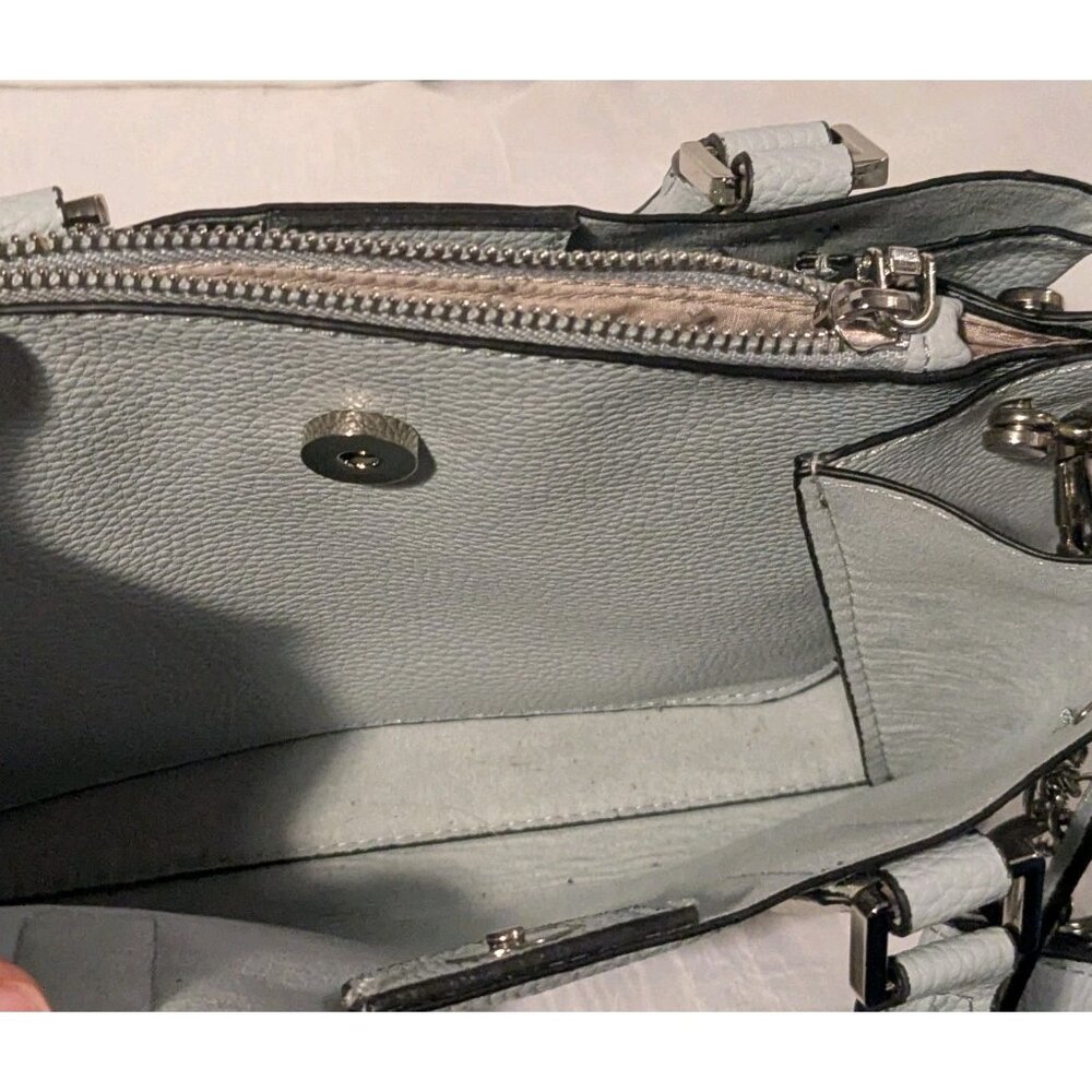 Steve Madden Crossbody Purse Attached Wallet Faux Leather Satchel Gray Pebbled - Picture 11 of 13